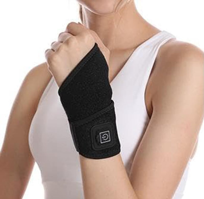 USB Heated Wrist Brace 3 Level Adjustable Heating Pad Wrist Warmer for Arthritis Injury Joint Pain Relief